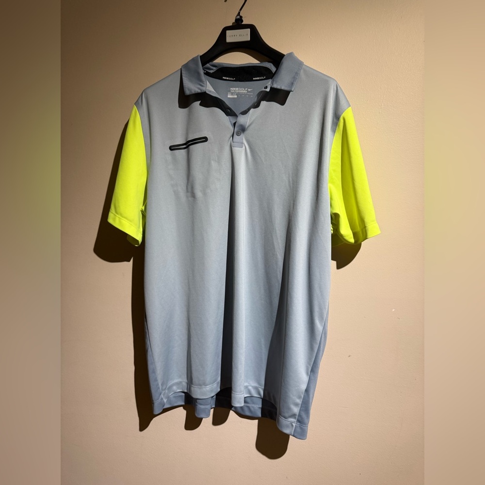 Nike Gray and Yellow Performance Polo Shirt